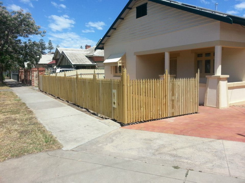 Timber picket fence